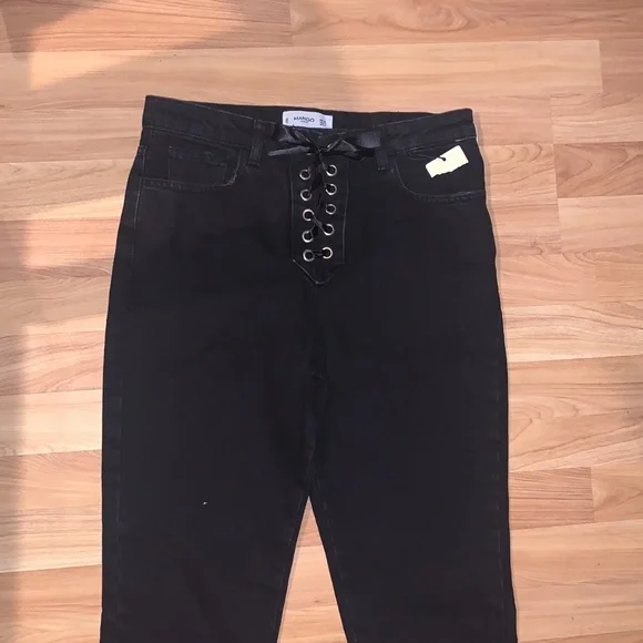 Mango | Tie Front Denim Ruffle Bottom NEW - Picture 3 of 4